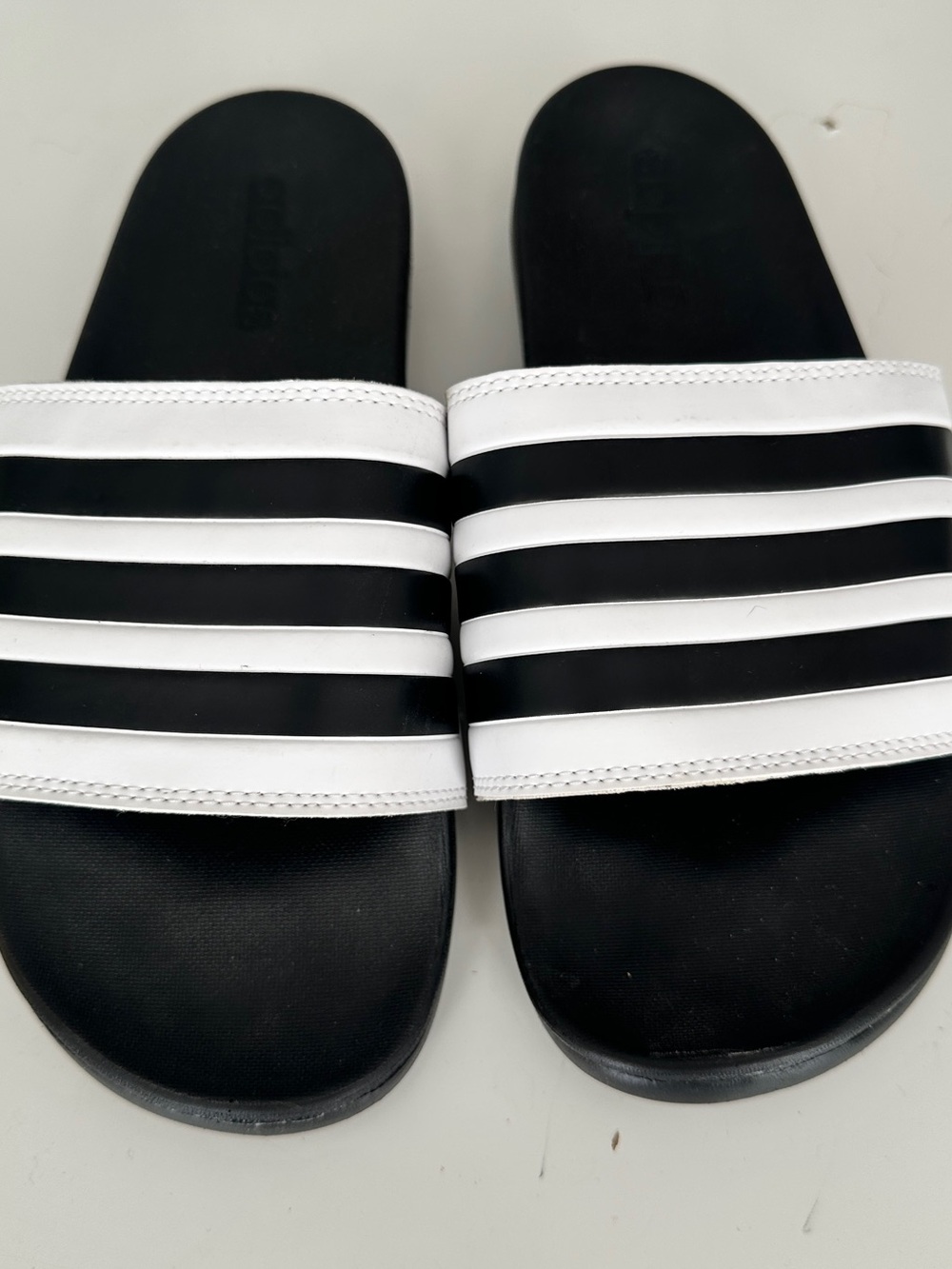 adidas Black and White Slide Sandals